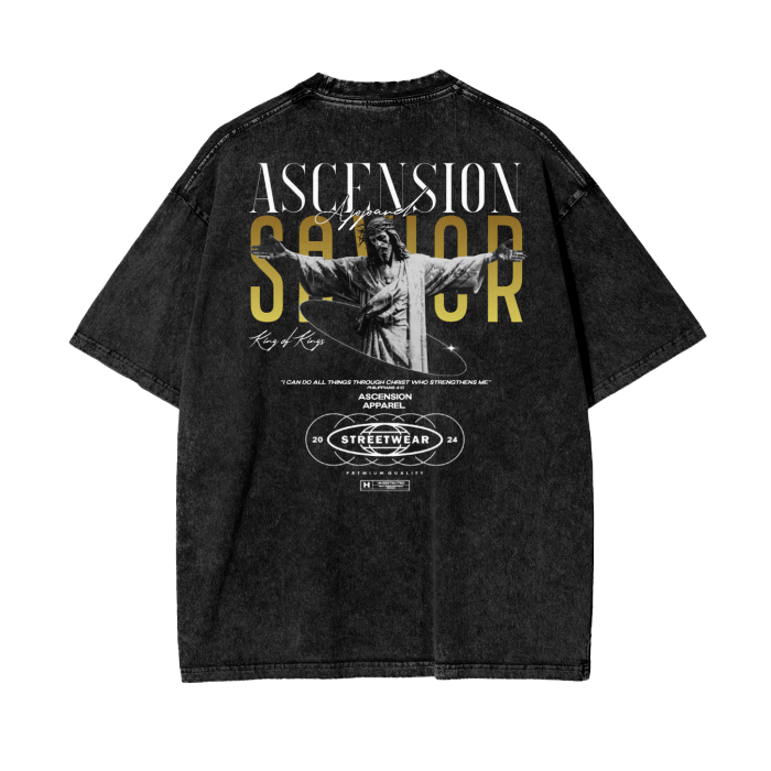 Ascension Savior - Snow Wash Oversized Tees